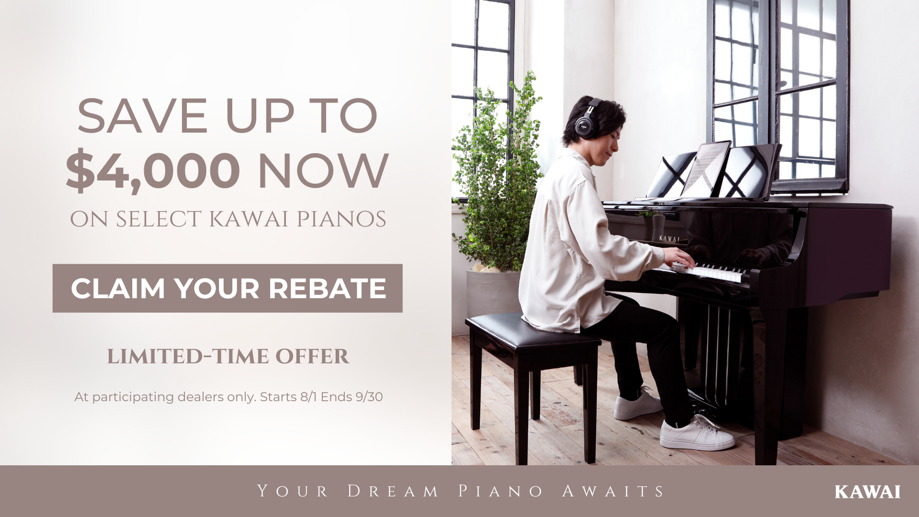 Huge Rebates on Kawai Pianos!