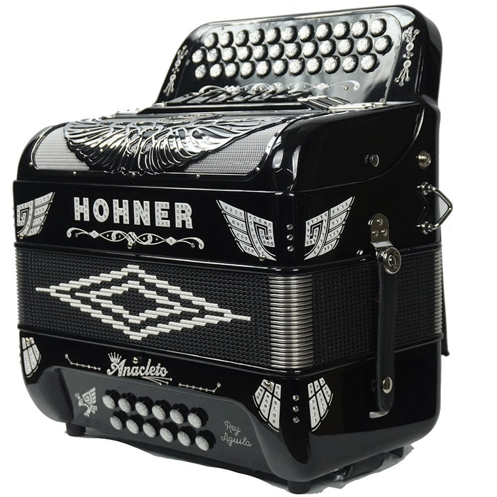 Pre-Owned Hohner Anacleto Rey Aguila Two Tone FBE/GCF Compact Accordion - Black | Used