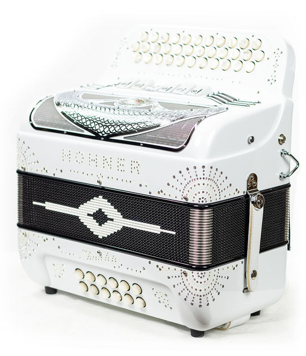 Hohner Anacleto Norteno Two Tone Compact FBE/EAD Accordion - White/Chrome