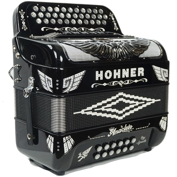 Pre-Owned Hohner Anacleto Rey Aguila Two Tone FBE/GCF Compact Accordion - Black | Used