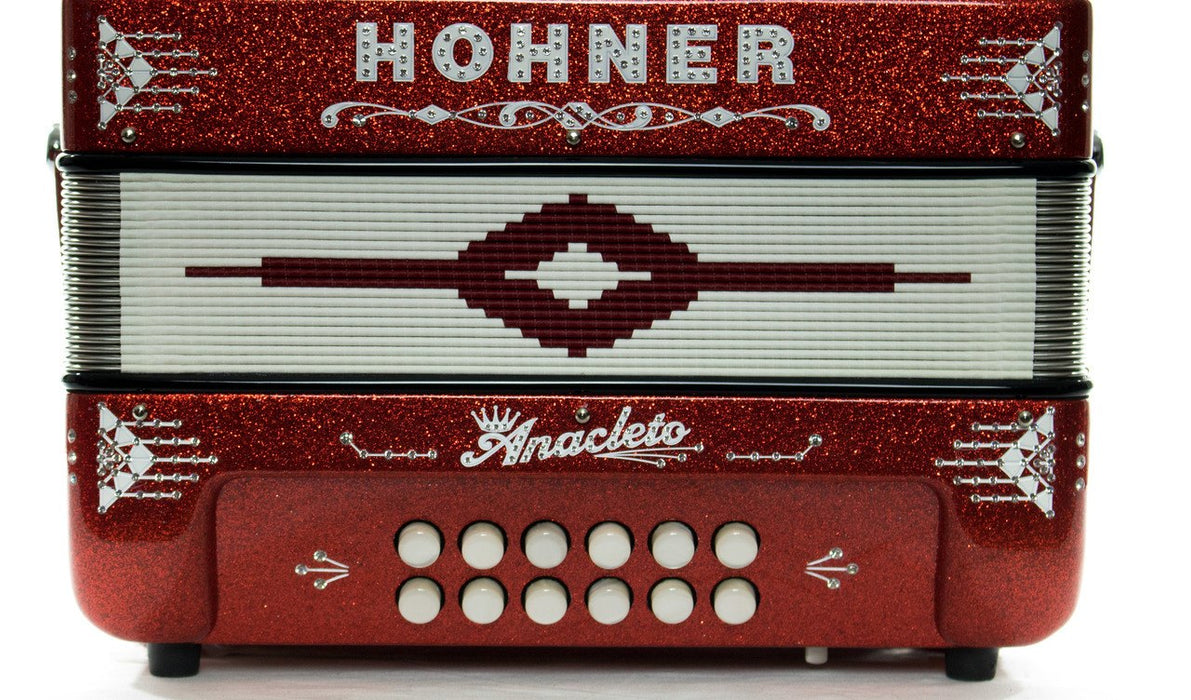 Hohner Anacleto Rey Del Norte TT EAD/GCF Compact Accordion Tinsel Red | New