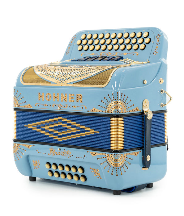 Hohner Anacleto Norteno Two Tone FBE/EAD Accordion - Pastel Sky Blue w/ Gold