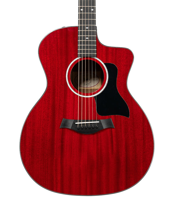 Pre Owned Taylor 224ce DLX LTD Grand Auditorium Acoustic-Electric Guitar - Transparent Red