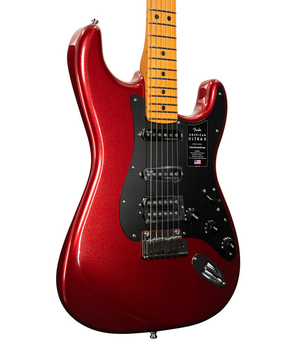 Fender American Ultra II Stratocaster HSS Electric Guitar - Maple Fingerboard, Sinister Red | New