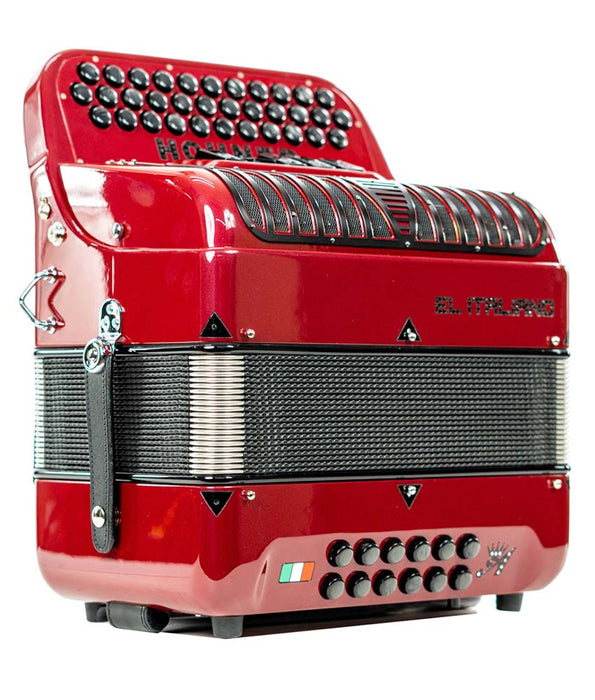 Pre-Owned Hohner Anacleto El Italiano III 5 Switch Compact GCF Accordion - Red | Used