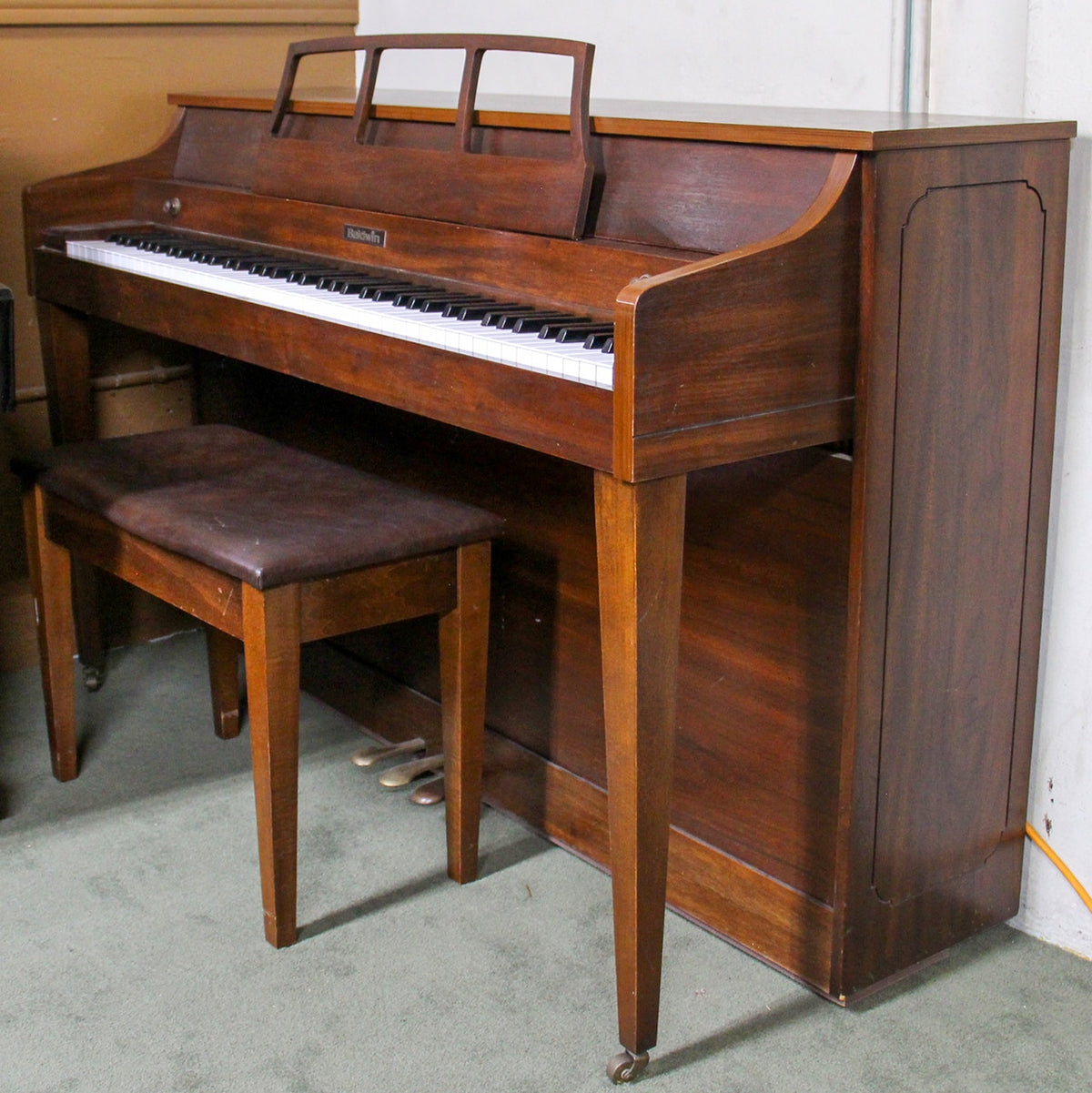 Used Baldwin Spinet Piano Satin Dark Walnut Alamo Music Center