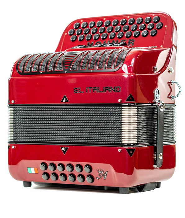 Pre-Owned Hohner Anacleto El Italiano III 5 Switch Compact GCF Accordion - Red | Used