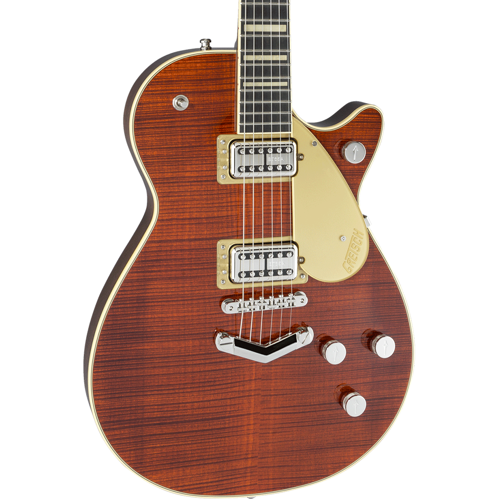 Gretsch G6228FM Players Edition Jet BT with V-Stoptail and Flame Maple,  Ebony Fingerboard - Bourbon Stain