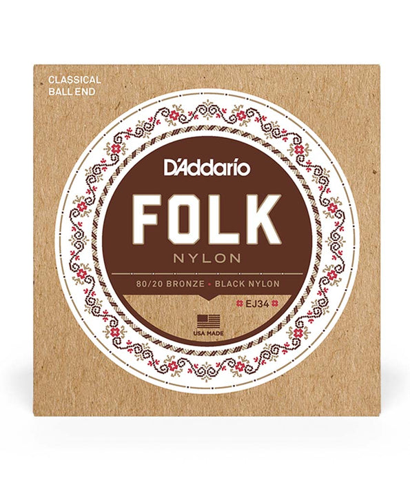 D'Addario EJ34 Normal Tension Ball End, Folk Nylon Classical Guitar Strings