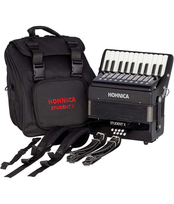 Pre-Owned Hohnica Student X 22 Treble/8 Bass Piano Accordion - Black | Used