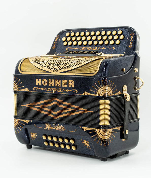 Hohner Anacleto Rey Del Norte III Compact EAD Accordion - Black Glitter w/ Gold