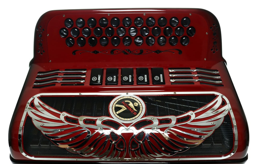 Hohner Anacleto Rey Aguila 5S Accordion Ruby Red | New