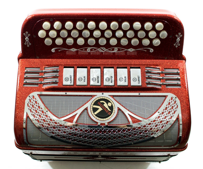 Hohner Anacleto Rey Del Norte TT EAD/GCF Compact Accordion Tinsel Red | New