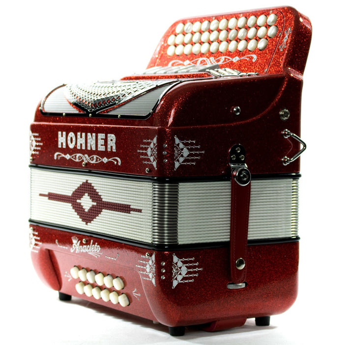 Hohner Anacleto Rey Del Norte TT EAD/GCF Compact Accordion Tinsel Red | New