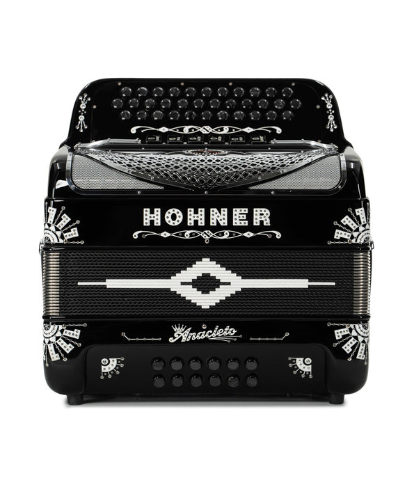 Hohner Anacleto Rey Del Norte Two-Tone EAD/FBE Accordion - Black w/ Chrome Grille