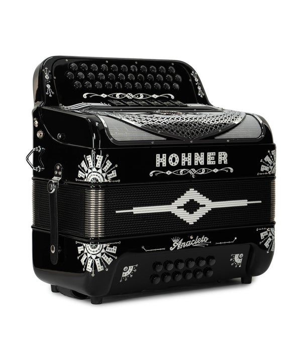 Hohner Anacleto Rey Del Norte Two-Tone EAD/FBE Accordion - Black w/ Chrome Grille