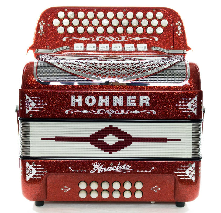 Hohner Anacleto Rey Del Norte TT EAD/GCF Compact Accordion Tinsel Red | New