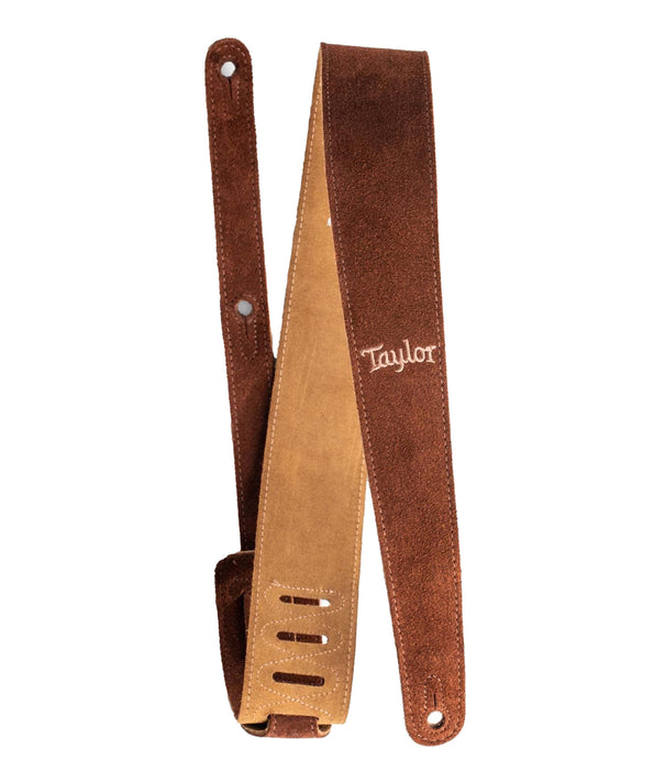 Taylor Embroidered Suede 2.5" Guitar Strap - Chocolate