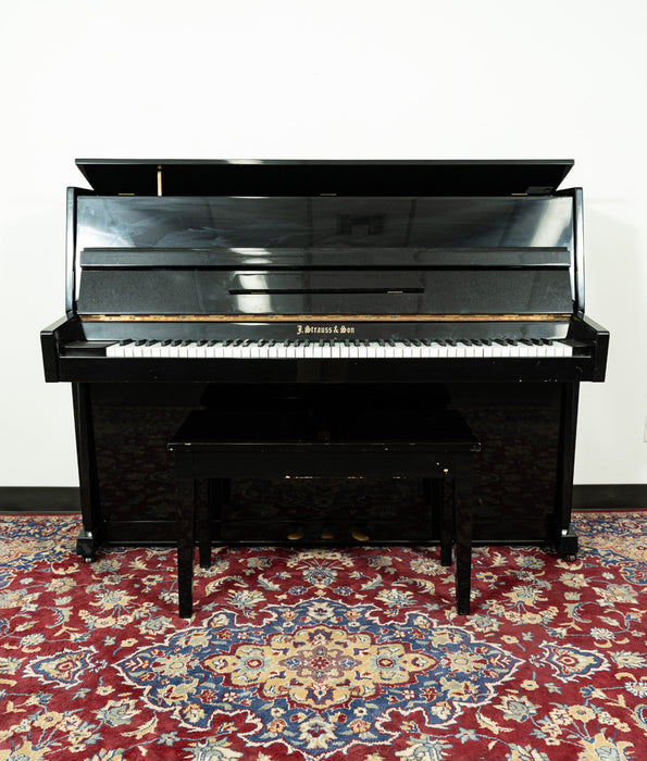 J. Strauss & Son Continental Upright Piano | Polished Ebony | SN: 808978 | Used