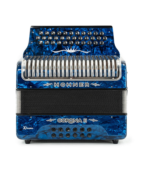 Pre-Owned Hohner Corona II Xtreme GCF Button Accordion - Dark Blue | Used