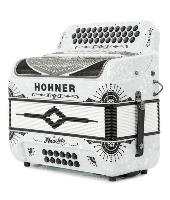 Hohner Anacleto Rey Del Norte Two-Tone FBE/EAD Accordion - Pearl White