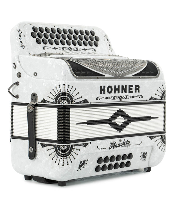 Hohner Anacleto Rey Del Norte Two-Tone FBE/EAD Accordion - Pearl White