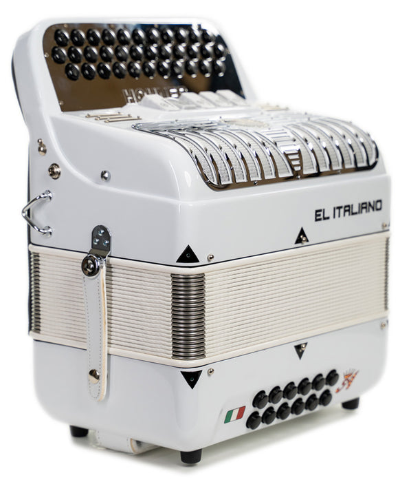 Pre-Owned Hohner Anacleto El Italiano III 5 Switch Compact GCF Accordion - White | Used