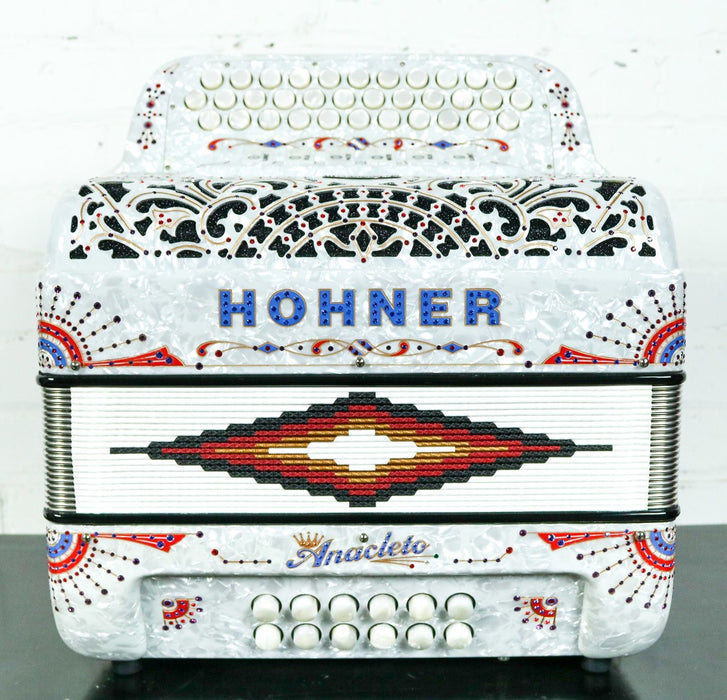 Hohner Anacleto Rey Del Norte TT FBbEb/GCF Accordion Compact White