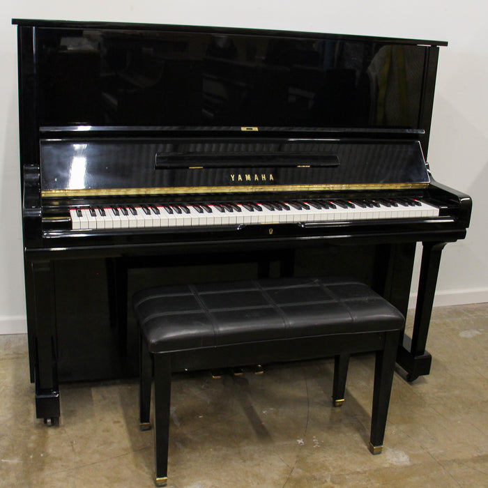 U3H 51" Polished Ebony Studio Piano with bench