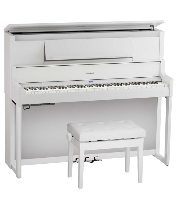 Roland LX-9 Digital Upright Piano w/ Bench and Stand - Polished White