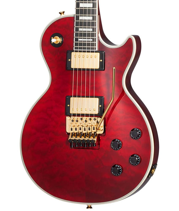 Epiphone Alex Lifeson Les Paul Custom Axcess, Quilt Maple Veneer - Ruby