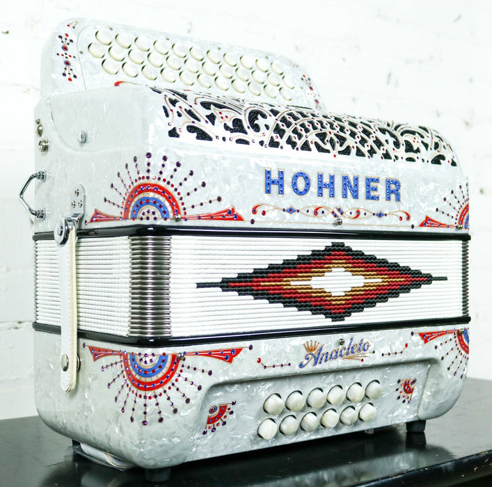 Hohner Anacleto Rey Del Norte TT FBbEb/GCF Accordion Compact White