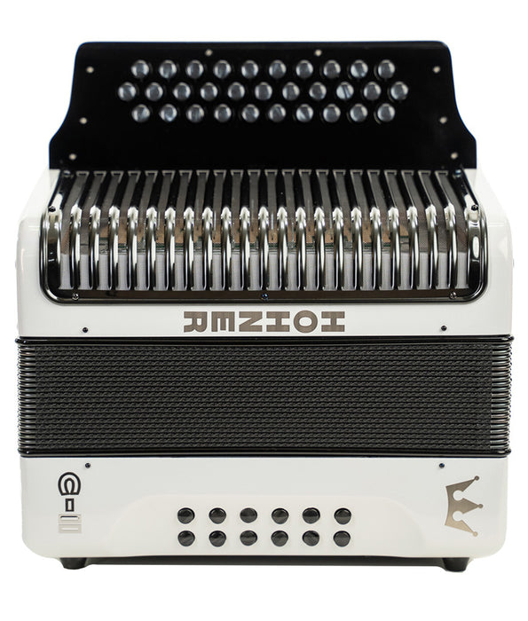 Hohner Corona C-II GCF Diatonic Accordion - White Rainbow