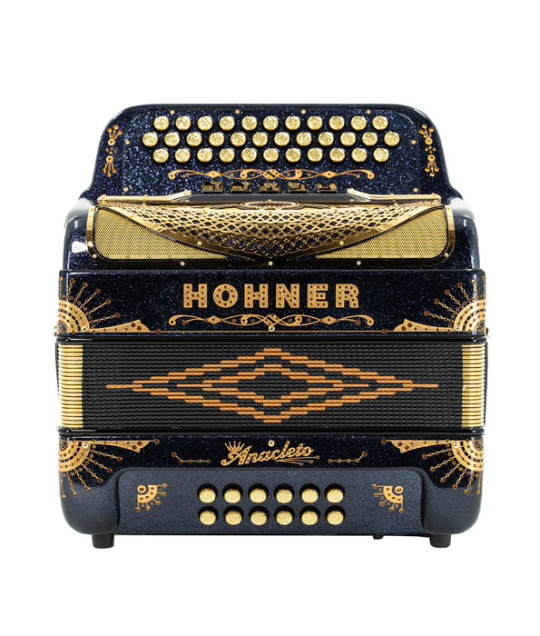 Hohner Anacleto Rey Del Norte III Compact EAD Accordion - Black Glitter w/ Gold