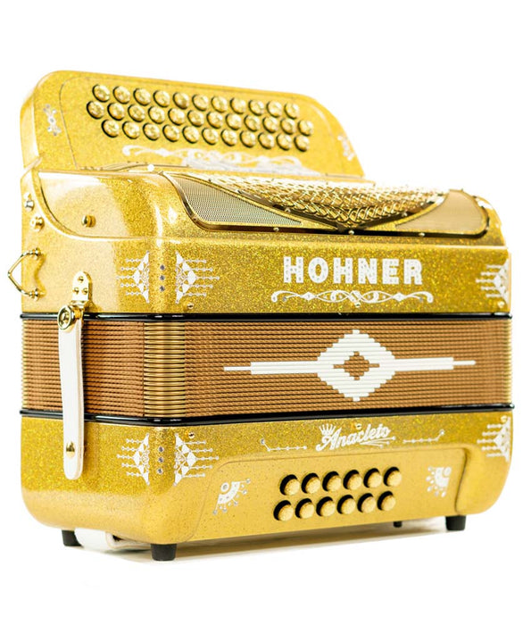 Hohner Anacleto Norteno III 5 Switch FBE Accordion, Gold