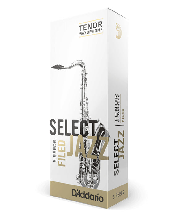 D'Addario Select Jazz Tenor Saxophone Filed Reeds, Strength 3 Meduim - 5-Pack