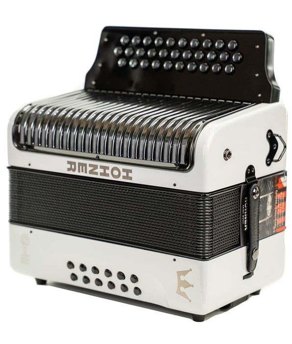 Hohner Corona C-II GCF Diatonic Accordion - White Rainbow